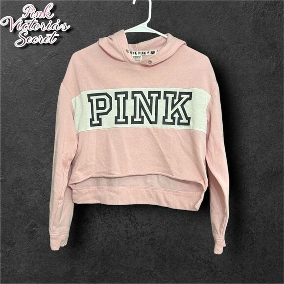 PINK Victoria's Secret Sweaters - Preowned Victoria’s Secret PINK Long Sleeve Pull Over crop hoodie sweatshirt XS